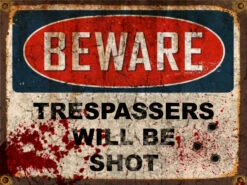 Beware Trespassers Will Be Shot- Halloween Decor Prop Road And Lawn Decoration Sticker