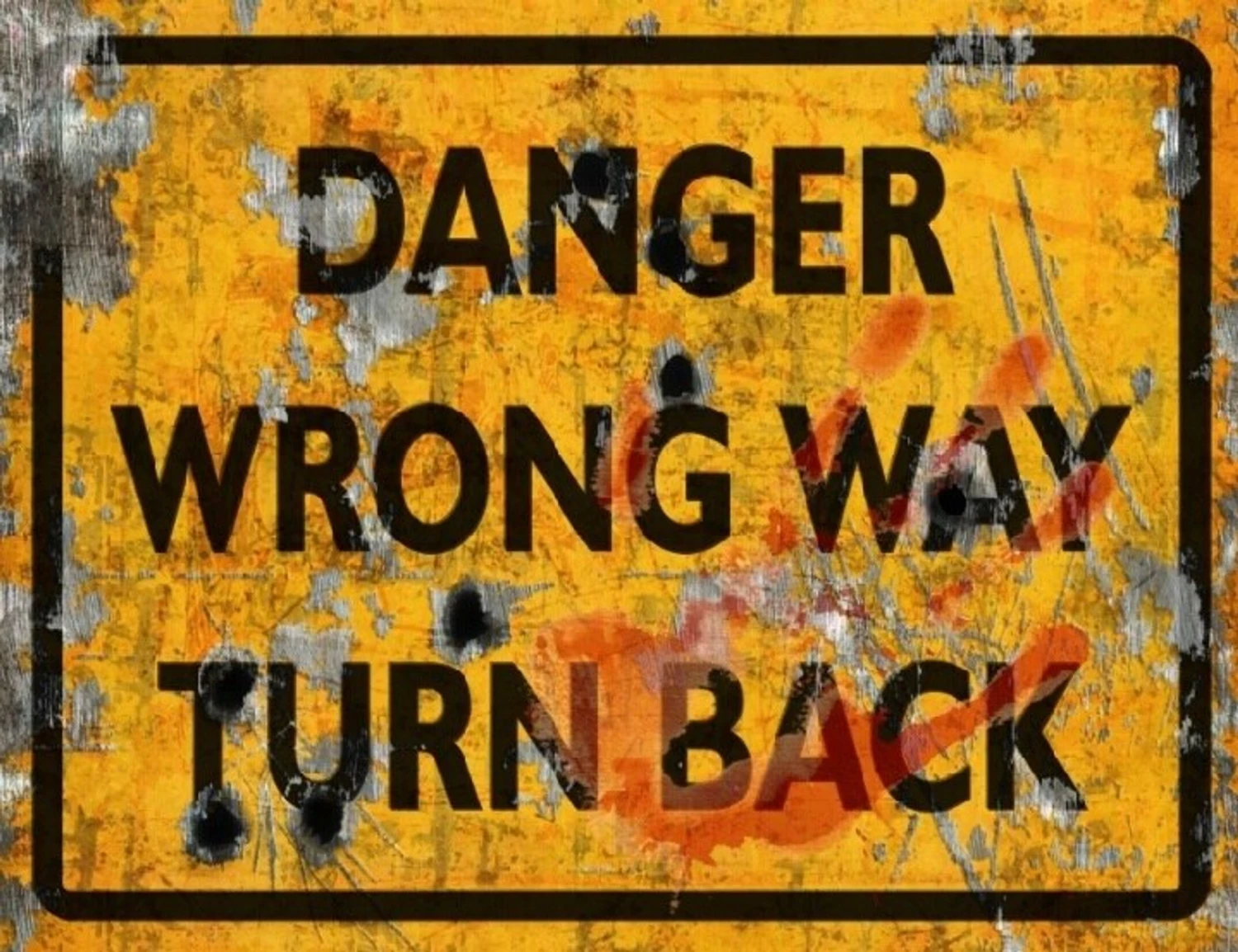 Danger Wrong Way Sign - Halloween Decor Prop Road And Lawn Decoration Sticker