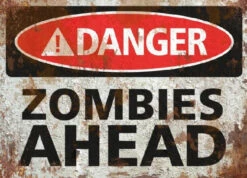 Zombies Ahead Sign - Halloween Decor Prop Road And Lawn Decoration Sticker