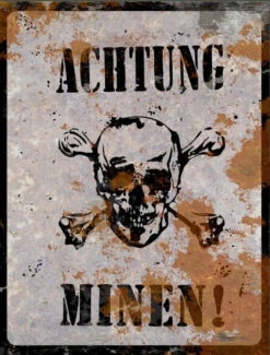 Achtung Minen Sign - Halloween Decor Prop Road And Lawn Decoration Sticker